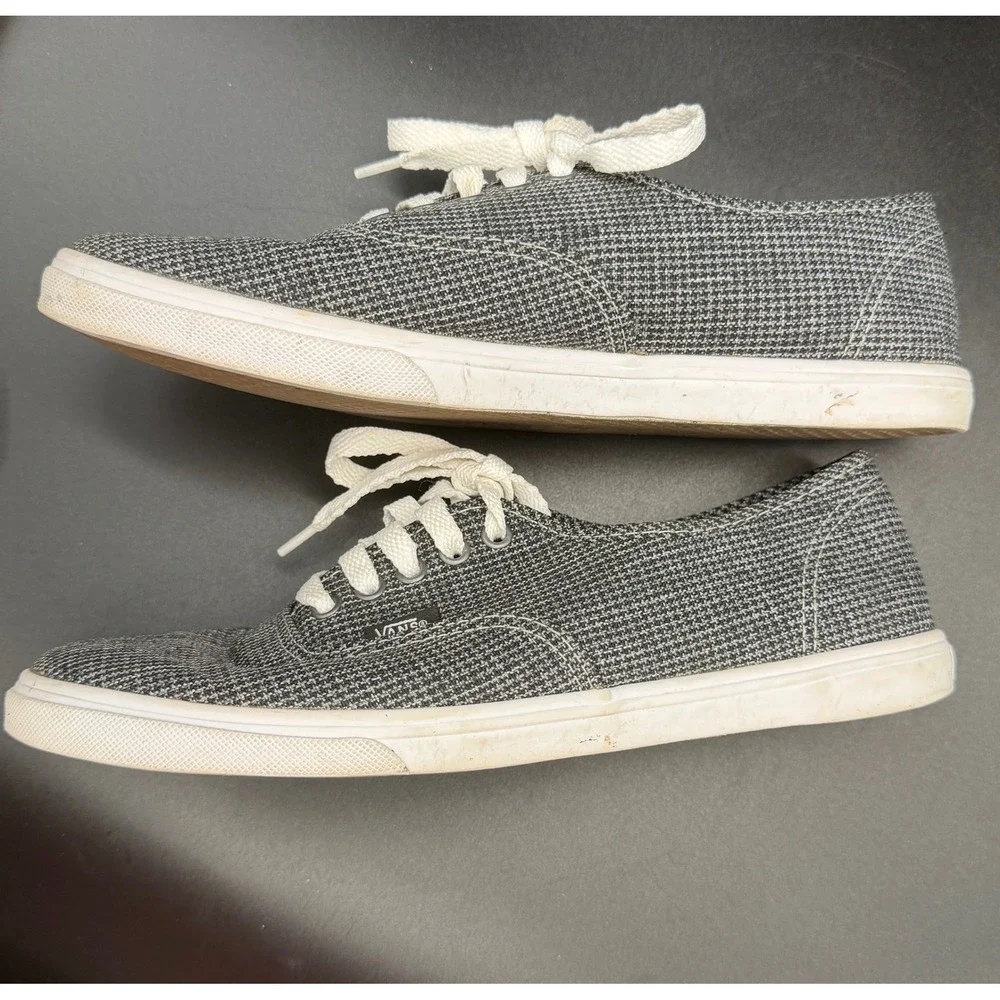 Vans Authentic Lo Pro Grey White Houndstooth Textile‎ Sneakers Womens 8 Mens 6.5